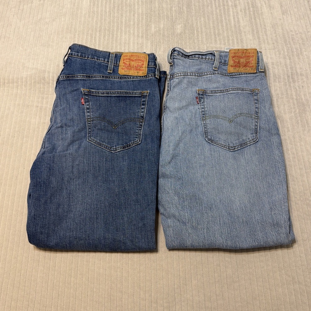 Lot of 2 Levis Jeans Mens 40x30 Light medium Blue 541 Athletic Taper Denim Pants